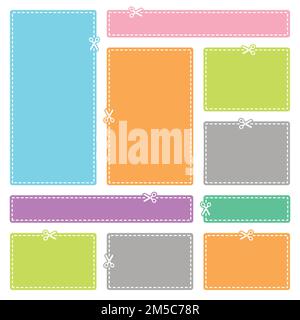 Blank advertising coupons. Vector illustration of scissors cut stickers. Stock Vector