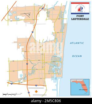 simple street map of the city of Fort Lauderdale, Florida, United States Stock Photo