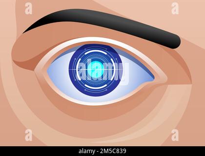 Mechanic Eye Implant Ophthalmology Bionic Prototype  Vector illustration Stock Vector