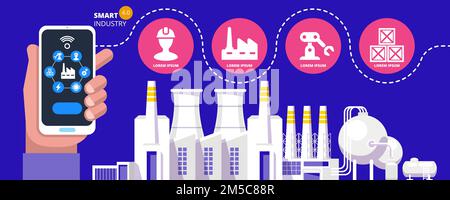 Industry 4.0 Physical Systems concept Infographic of smart industry 4.0 automation concept Vector illustration Stock Vector