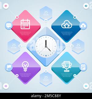 Infographic template with clock and icons. Time/money concept. Vector eps 10 Stock Vector