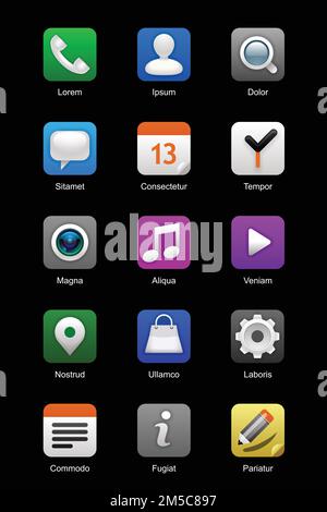 App icons for mobile devices Stock Vector