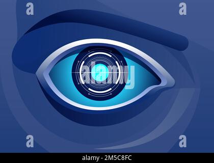 Technologies for the Global Surveillance, Security of computer systems and networks, Digital Technology Artificial Intelligence Concept Vector illustr Stock Vector