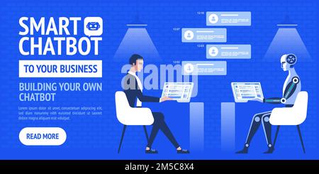 Chatbot business concept. Vector Modern banner for the site, web, brochure cards,  flyear, magazines, book cover. Stock Vector