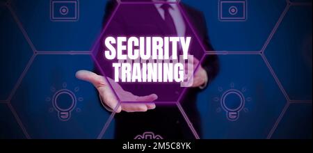 Text sign showing Security Training. Business overview providing security awareness training for end users Stock Photo