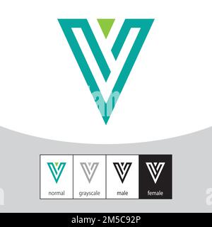 V Letter Logo. Green. - Vector Stock Vector