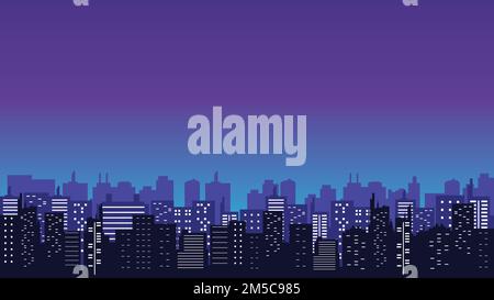 Night view with tall buildings and twinkling city lights. collection ...