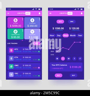 Cryptocurrency application design concept. Vector template Stock Vector