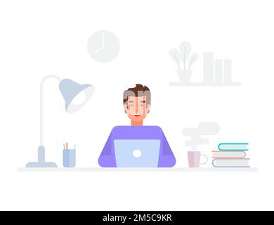 Programmer or web engineer at work. Programmer programming web site landing page template. Flat vector illustration can use for web banner, infographi Stock Vector