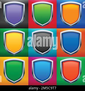 An illustration vector colored shields for your design, website, application, presentation, etc Stock Vector