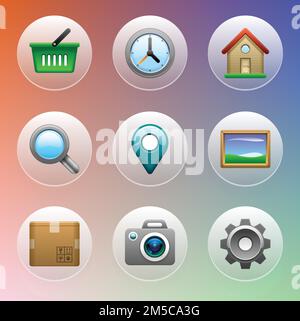 Icons for mobile apps or web. Eps 10. Stock Vector