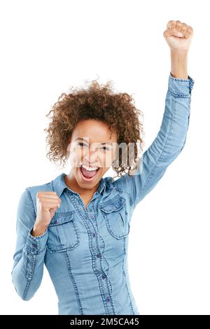 You can do anything you put your mind to. Studio shot of an attractive young woman isolated on white. Stock Photo