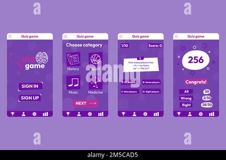 Quiz test lottery millionaire menu template. Quiz game frame. Flat vector illustration. Stock Vector