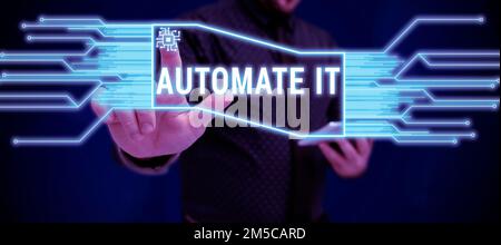 Text caption presenting Automate It. Business idea convert process or facility to be operated automatic equipment. Stock Photo