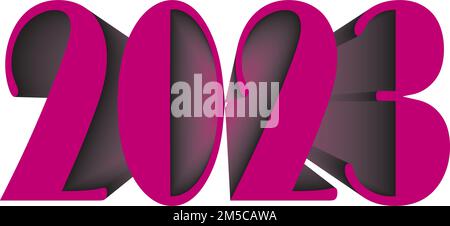 2023 VIVA MAGENTA COLOR OF THE YEAR GESIGNER CUT ON TRANSPARENT BACKGROUND Stock Vector