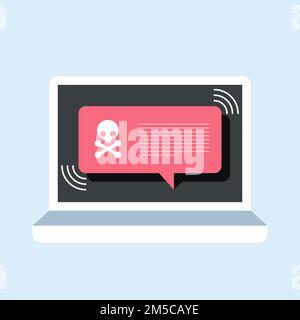 Alert notification on laptop computer vector, malware concept, spam data, fraud internet error, insecure connection, online scam, virus Stock Vector