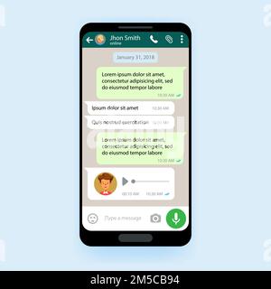 Mobile UI kit Chat app template messenger. Vector illustration Stock Vector