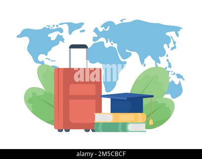 Foreign education objects flat concept vector illustration Stock Vector