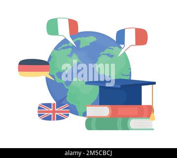 Learning languages abroad flat concept vector illustration Stock Vector