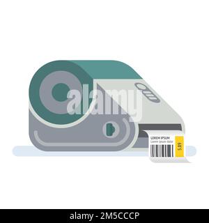 Bar code printer Label printer Vector icon illustration Stock Vector