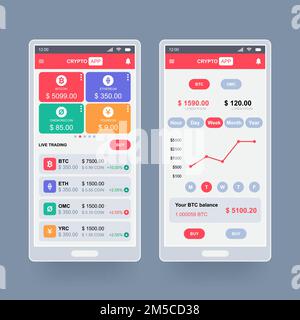 Cryptocurrency application design concept. Vector template Stock Vector ...