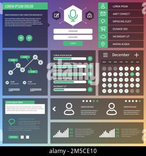 UI is a set of beautiful components featuring the flat design trend EPS10. Stock Vector