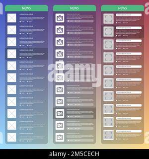 Flat Mobile UI Design. News page. Vector eps 10. Stock Vector