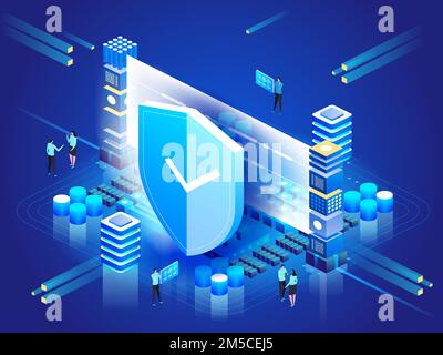 Modern technologies, security and data protection, payment security, finance and contributions, information. Vector isometric Illustration design, inf Stock Vector