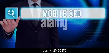 Handwriting text Mobile Seo. Word for process of optimizing a website to rank for mobile searches Stock Photo