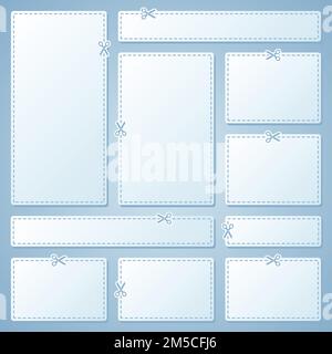 Blank white advertising coupons. Vector. Stock Vector
