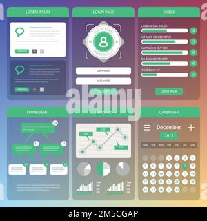 Flat Mobile UI Design. Eps 10. Stock Vector