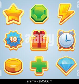 Game icons. Different symbols and icons of game elements. Vector Stock Vector