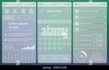 Flat Web Design, elements, buttons, icons. Templates for mobile phone applications. Eps 10 Stock Vector