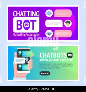 Chatbot banner concept. Horizontal business banner template. Vector cover header background template in flat style with place for text Stock Vector