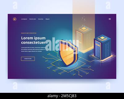 Cybersecurity. Protection network security and safe your data concept. Digital crime. Anonymous hacker. Web page design templates. Isometric vector il Stock Vector