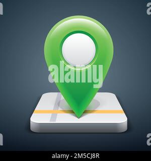 Vector map icon with Pin Pointer Stock Vector