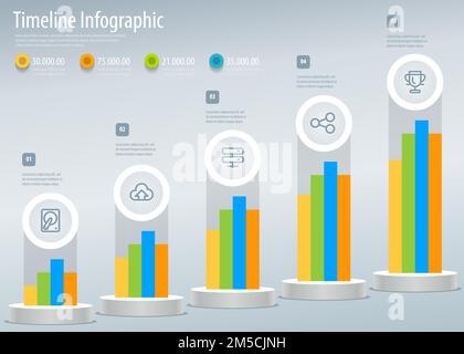 Vector Infographic timeline report template with icons Stock Vector