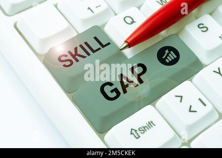 Sign displaying Skill Gap. Business concept Refering to a person's weakness or limitation of knowlege Stock Photo