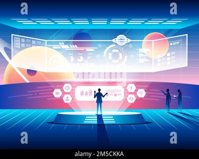 Futuristic control center concept. Modern space technologies. Vector illustration Stock Vector