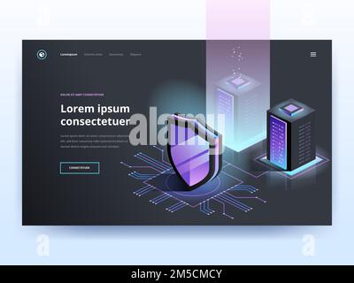 Cybersecurity. Protection network security and safe your data concept. Digital crime. Anonymous hacker. Web page design templates. Isometric vector il Stock Vector