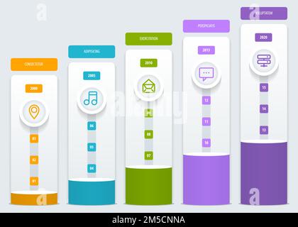 Colorful Flat Timeline Template / EPS10 Vector Illustration / can be use for web design, web elements, infographics, banners, advertising, application Stock Vector