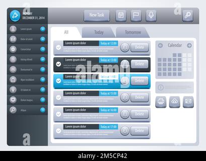 Reminder interface. Templates for website or applications. Vector eps 10. Stock Vector