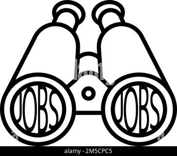 Search vacancy binoculars line icon. Outline vector illustration Stock Vector