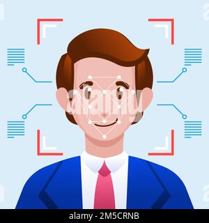 Face Identification Facial Recognition System concept. Stock Vector