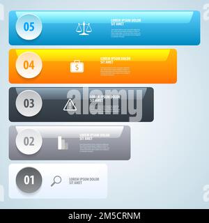 Step by Step Infographics. List of options. Vector eps 10. Stock Vector