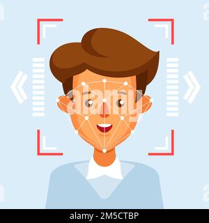 Face Identification Facial Recognition System concept. Stock Vector