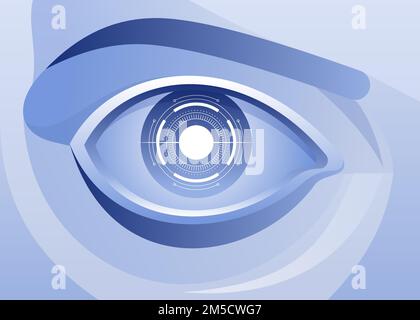 Artificial intelligence concept Cyborg eye with virtual display Vector illustration Stock Vector