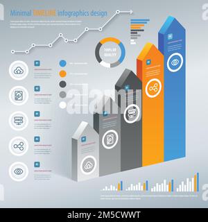 3d arrow staircase infographics design. Vector illustration. Ñan be used for workflow layout, banner, number options, step up options, web design, inf Stock Vector