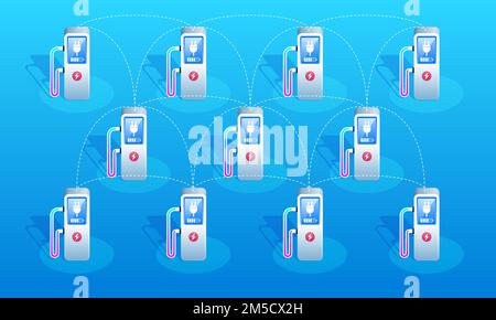 Charging stations network. Vector illustration Stock Vector