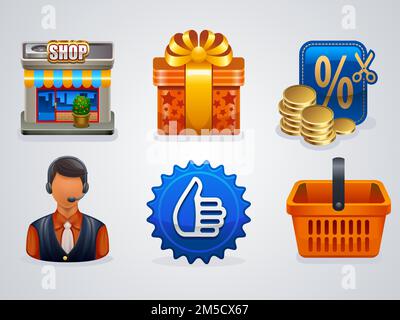 Vector shopping icon set and elements Stock Vector